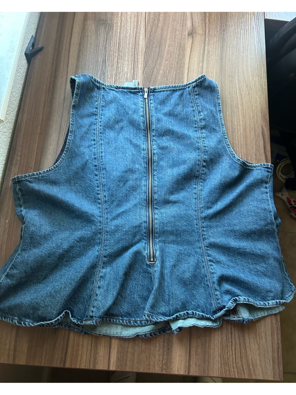 H&M Divided Denim Peplum Blouse Top Dressy - Picture 11 of 13